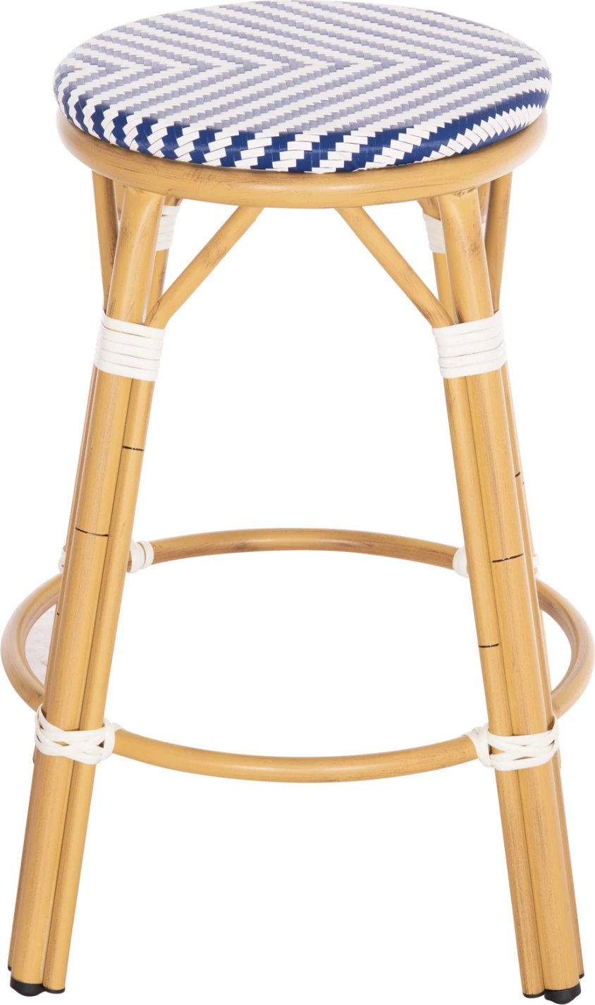 Karrige për bar mesatare alumini CHINO FH6286.05 pamje bambuje & tekstilene blu 43x43x65Hcm