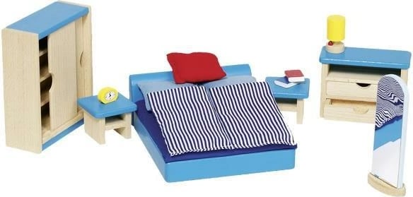 Set dhome gjumi prej druri GOKI për shtëpi kukullash, 14 pjesë