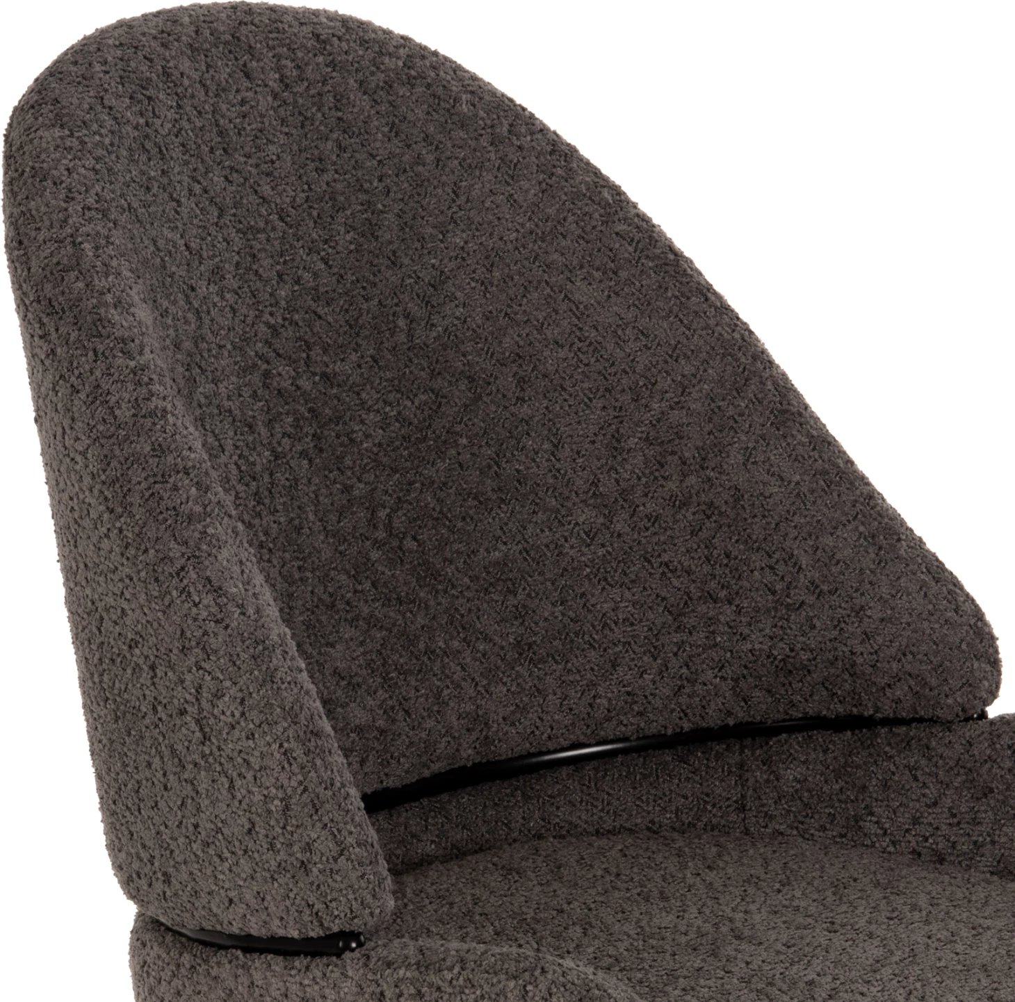 Karrige për bar, lartësi mesatare, FH8586.01, pëlhurë boucle gri, këmbë metalike të zeza, 55x62x105H cm