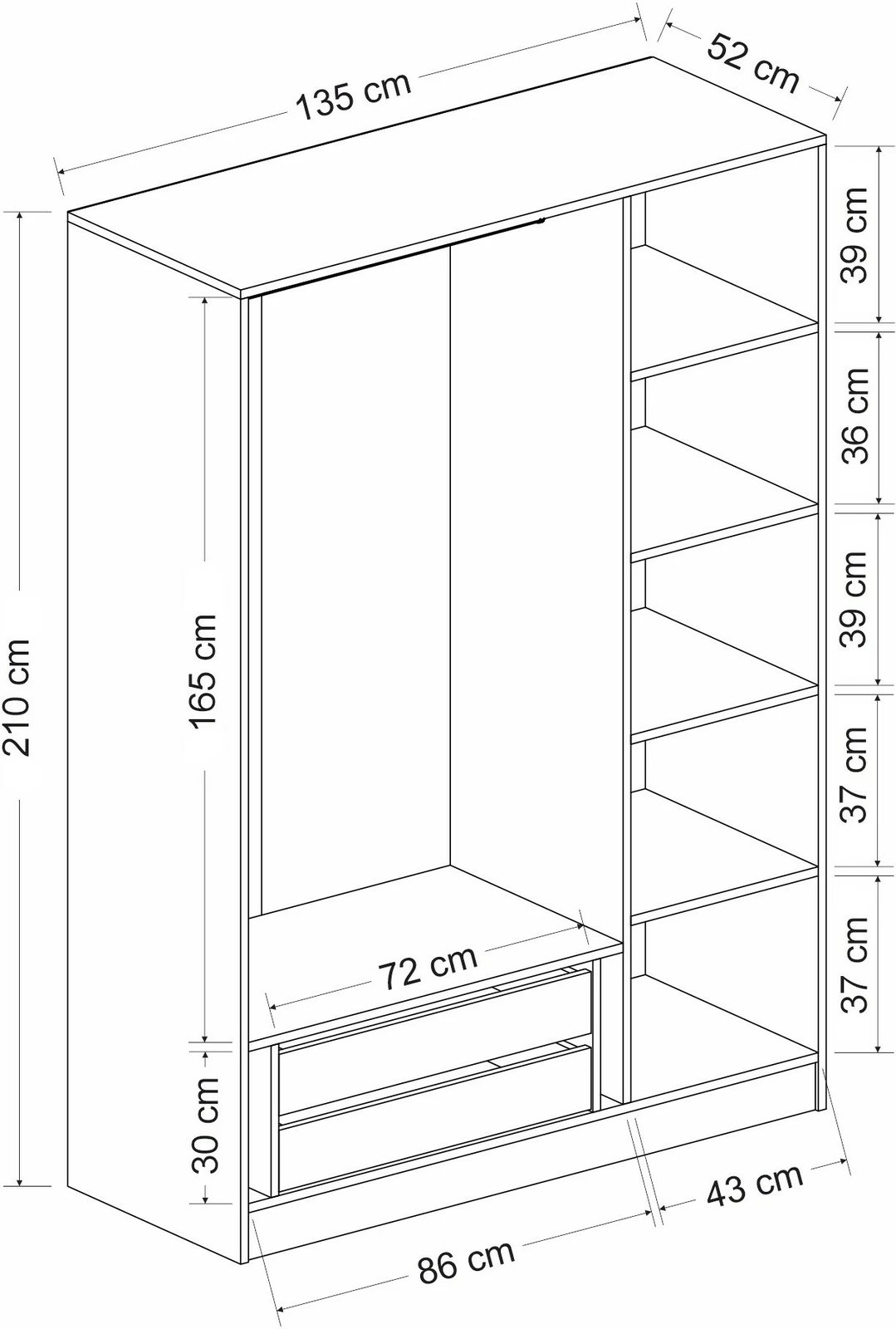 Dollap Hanah Home, Kale, bardhë e zi, 2274