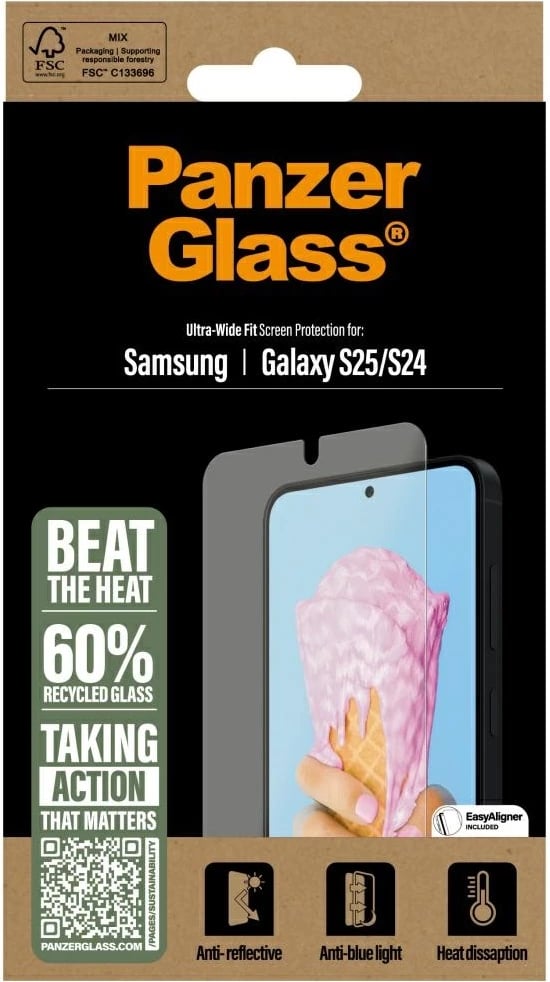 Mbështjellës xhami PanzerGlass për Samsung Galaxy S25, Ultra-Wide Fit