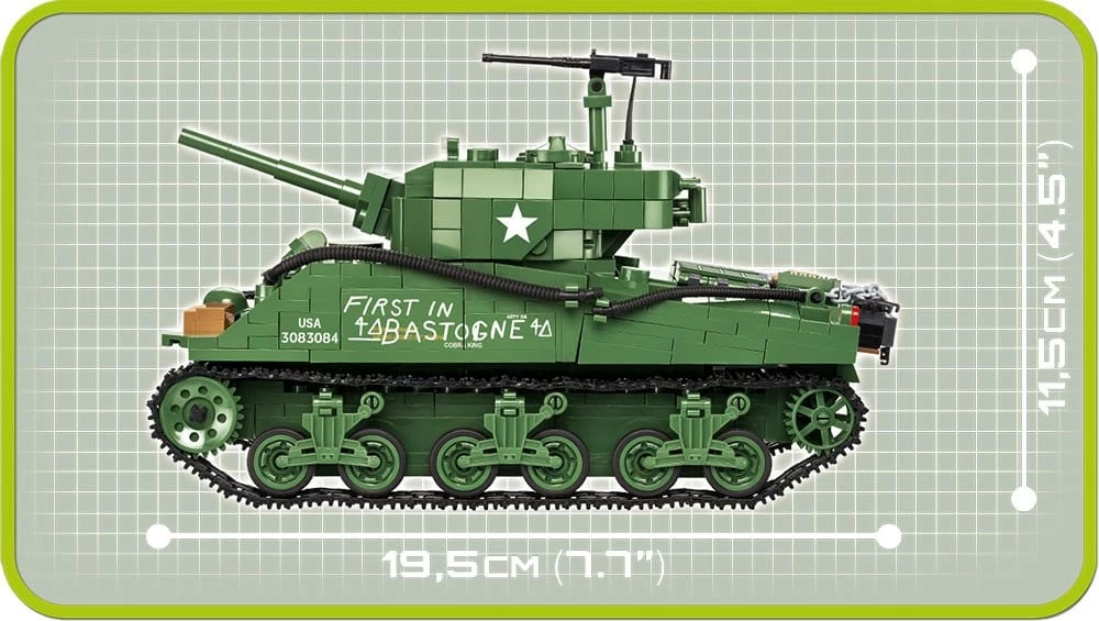 Set blloqe ndërtimi Cobi Sherman M4A3E2 Jumbo, 720 pjesë, me 2 figura, Jeshile Set blloqe ndërtimi Cobi Sherman M4A3E2 Jumbo, 720 pjesë, me 2 figura, Jeshile
