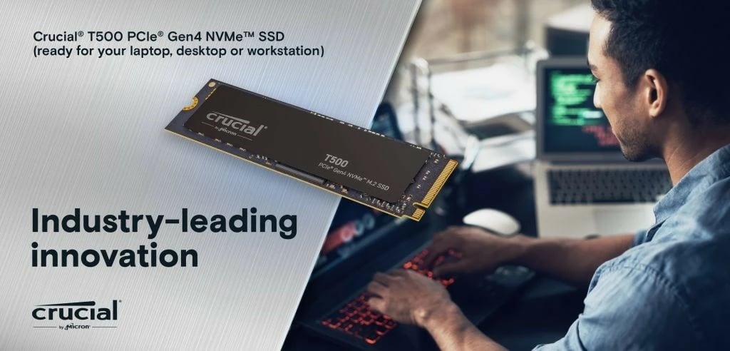 SSD Crucial T500, 500GB, M.2 2280, PCIe 4.0, i zi