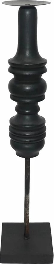 Mbajtëse qiriri HIPPO, dru dhe metal i zi, 10x10x47 cm