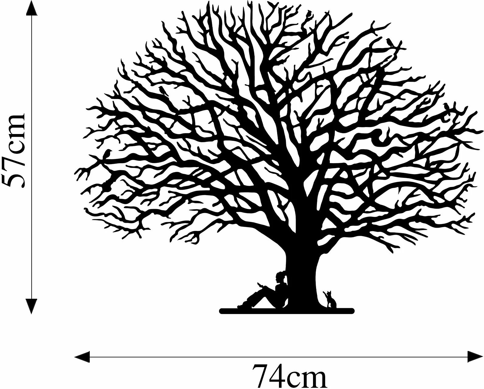 Aksesor dekorativ metalik për mur, Monumental Tree 15, ngjyrë e zezë, 74x57cm