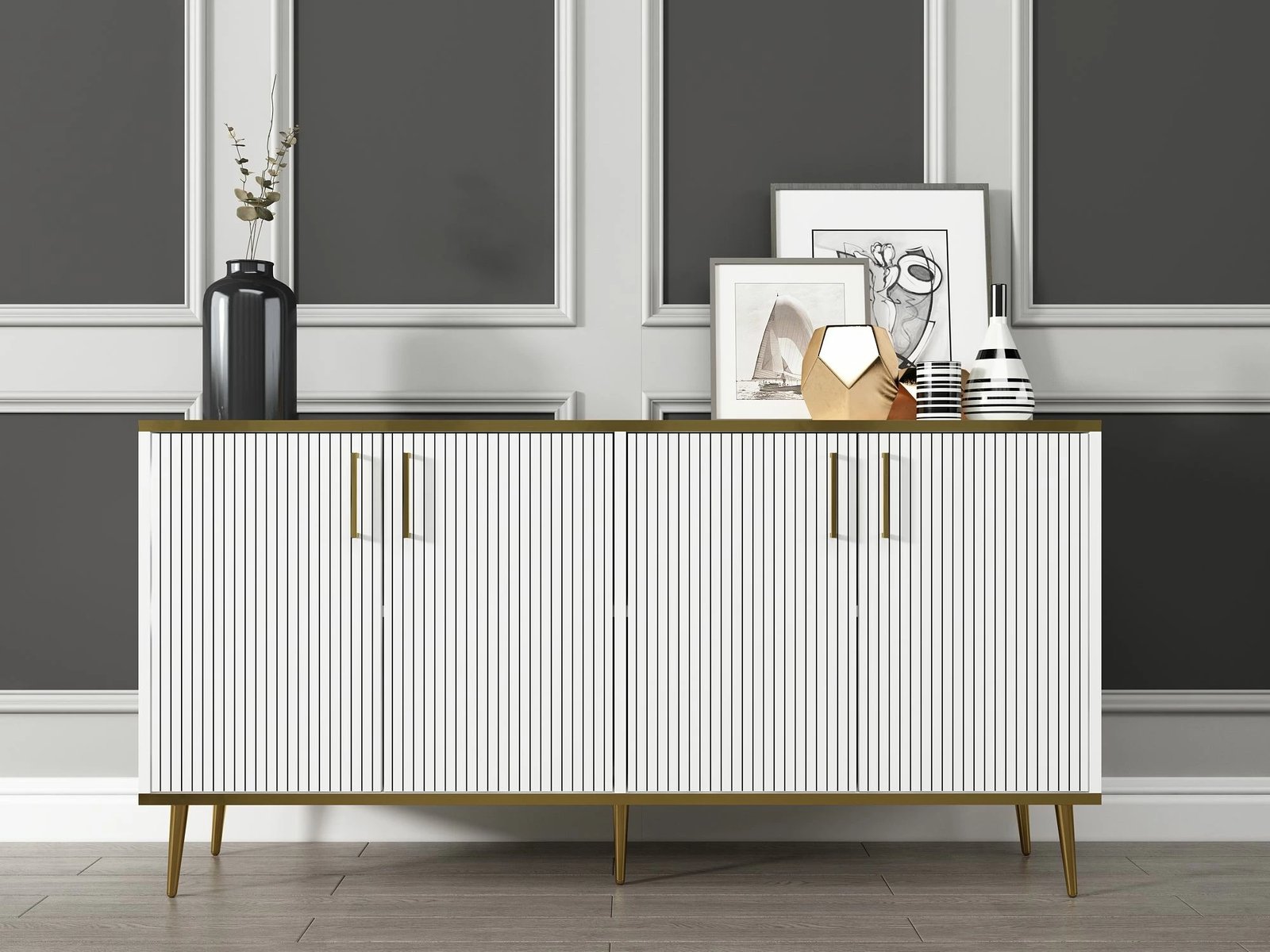 Konsol Skye Decor, poliestër, e bardhë