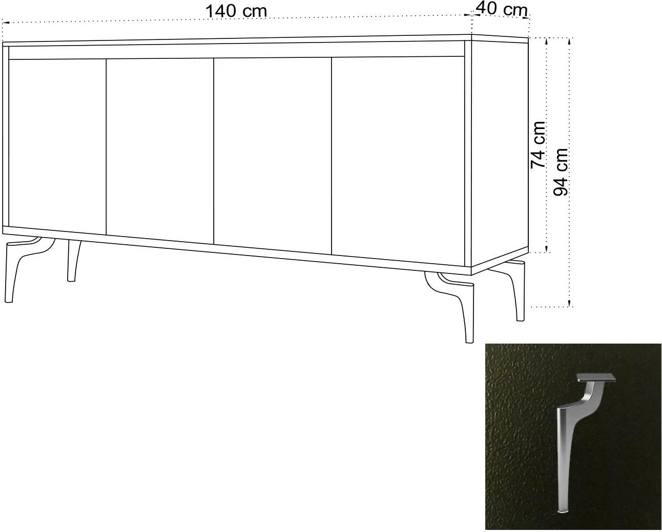 Konsolë Hanah Home, PEETA, ngjyrë e zezë dhe e bardhë