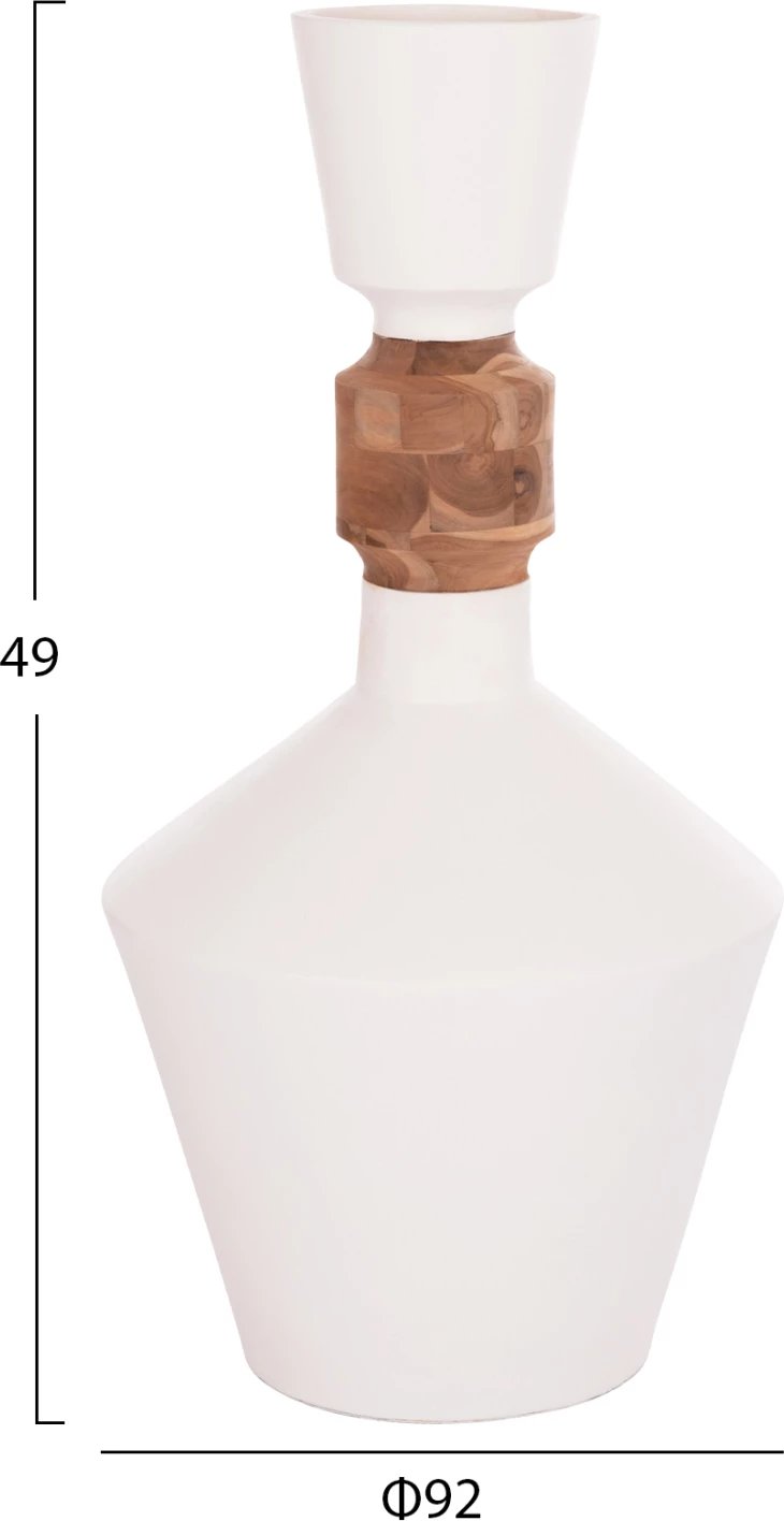 Vazo dekorative për dysheme NEBULA, fibër-cement, dru tik, e bardhë, Φ60x115cm