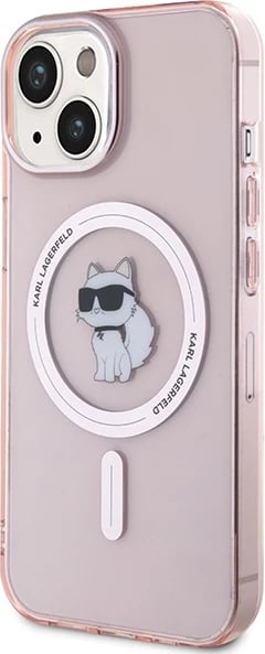 Mbështjellës Karl Lagerfeld IML Choupette MagSafe për iPhone 15, Rozë
