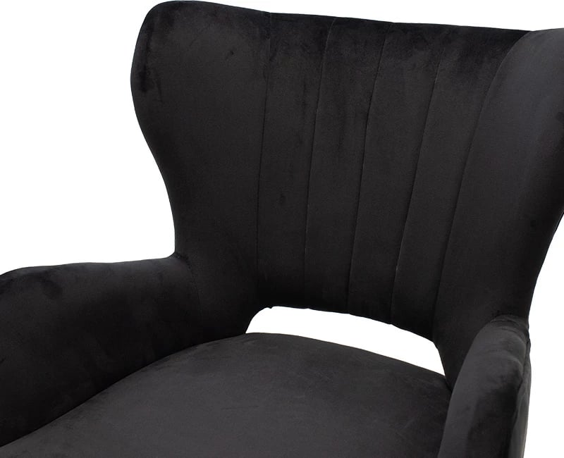 Fotel Lark në kadife të zezë 65x74x90cm