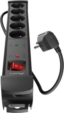 Prizë me mbrojtje Lanberg SP1-05E-0300-BK, 5x230V, 3m, e zezë
