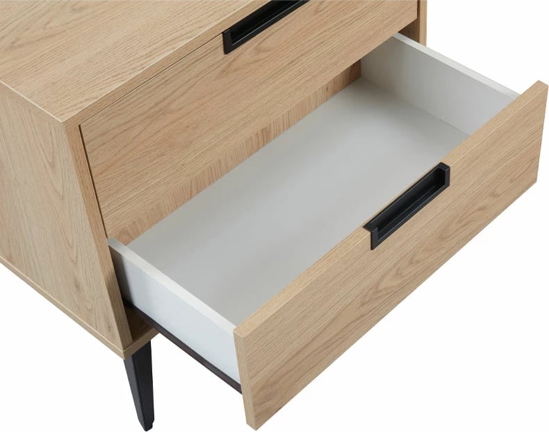 Komodinë NEON me 2 sirtarë, natyrale, 58x39x55