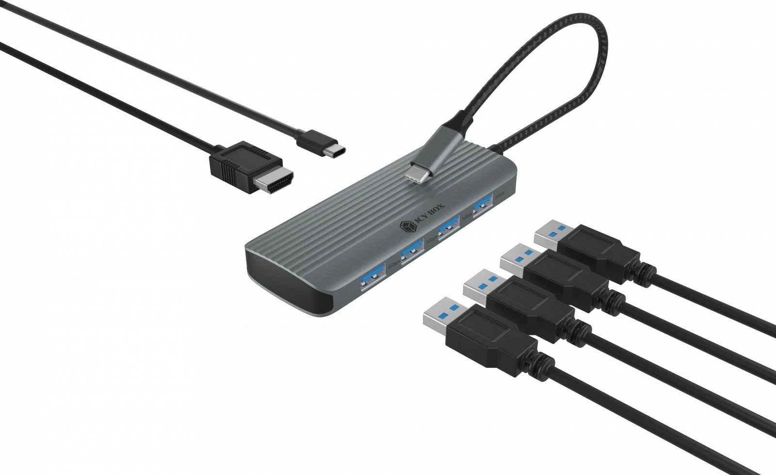 Docking station IcyBox IB-DK4022a-CPD, 6-in-1, HDMI, USB, Power Delivery, anthracite