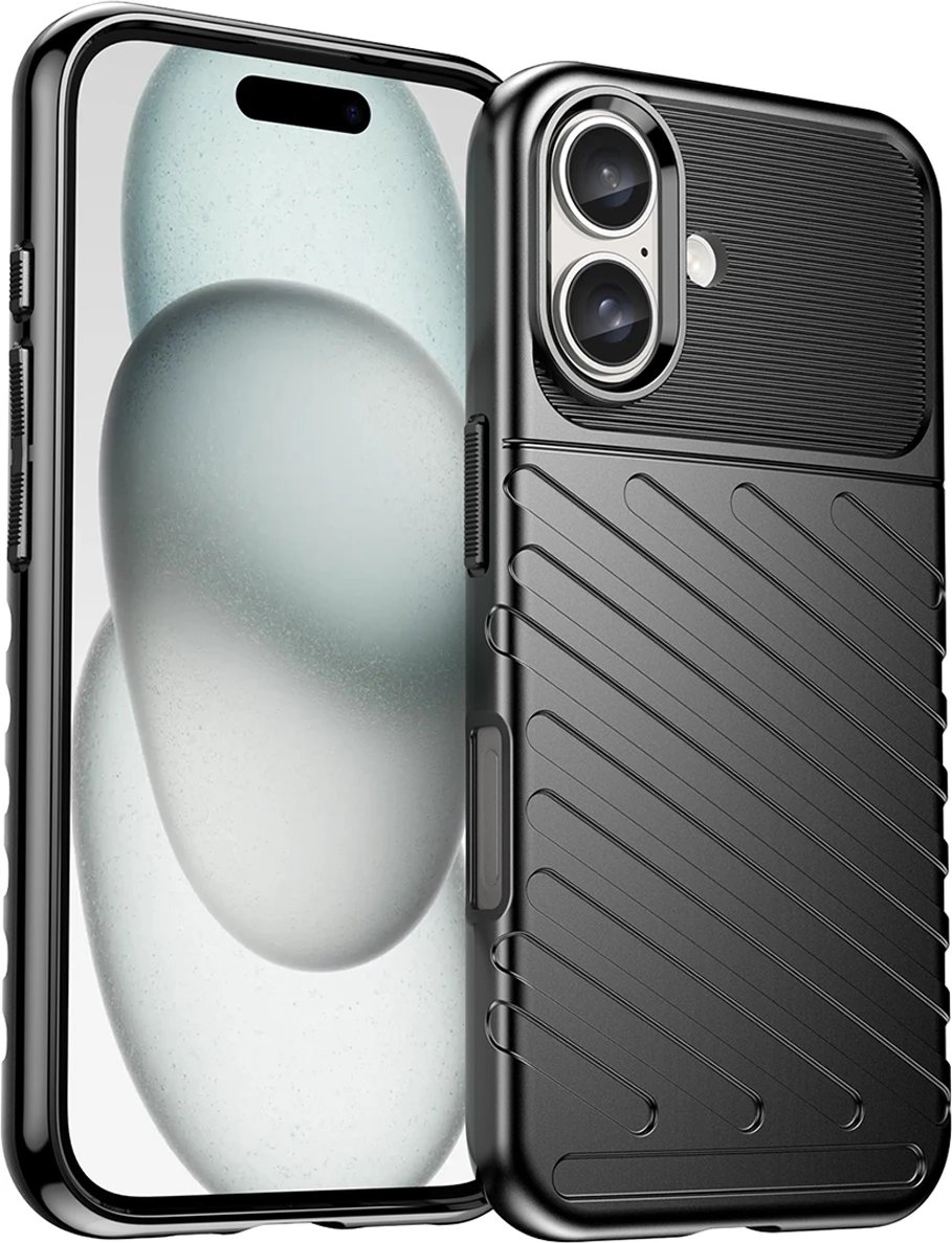 Mbështjellës Hurtel Thunder Case për iPhone 16 Plus, TPU, i zi