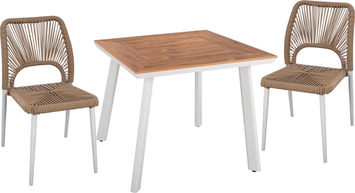 Set kopshti tavolinë & karrige FH11536.01, 3 pjesë, thurje/të bardha