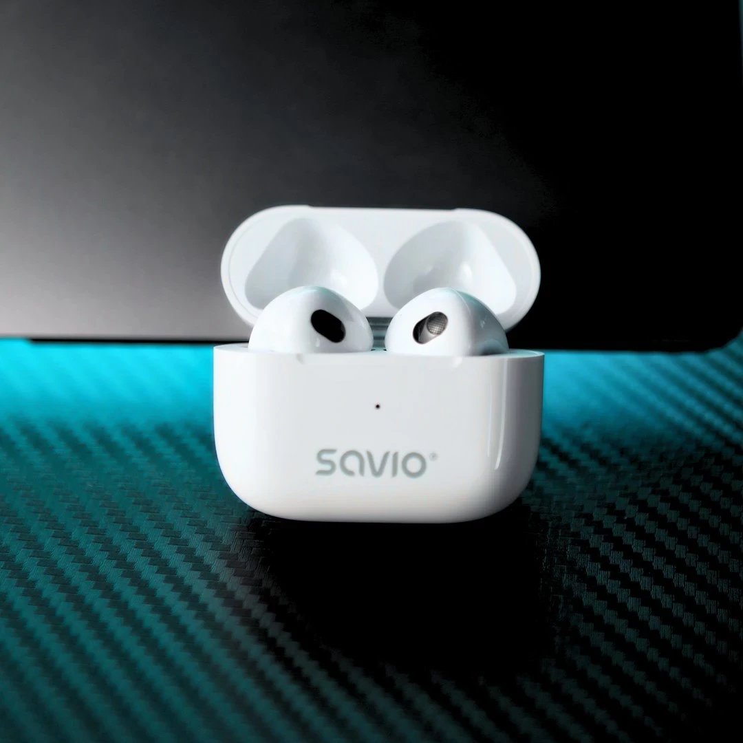 Kufje SAVIO TWS-01 PRO, wireless, earbuds, të bardha