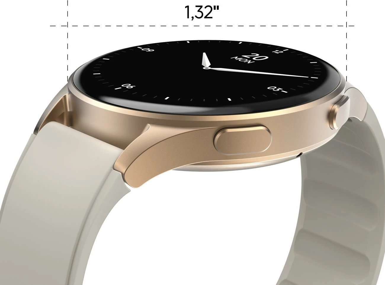 Smartwatch Hama 8900 GPS AMOLED 1.32", rrip silikoni bezhë, Gold