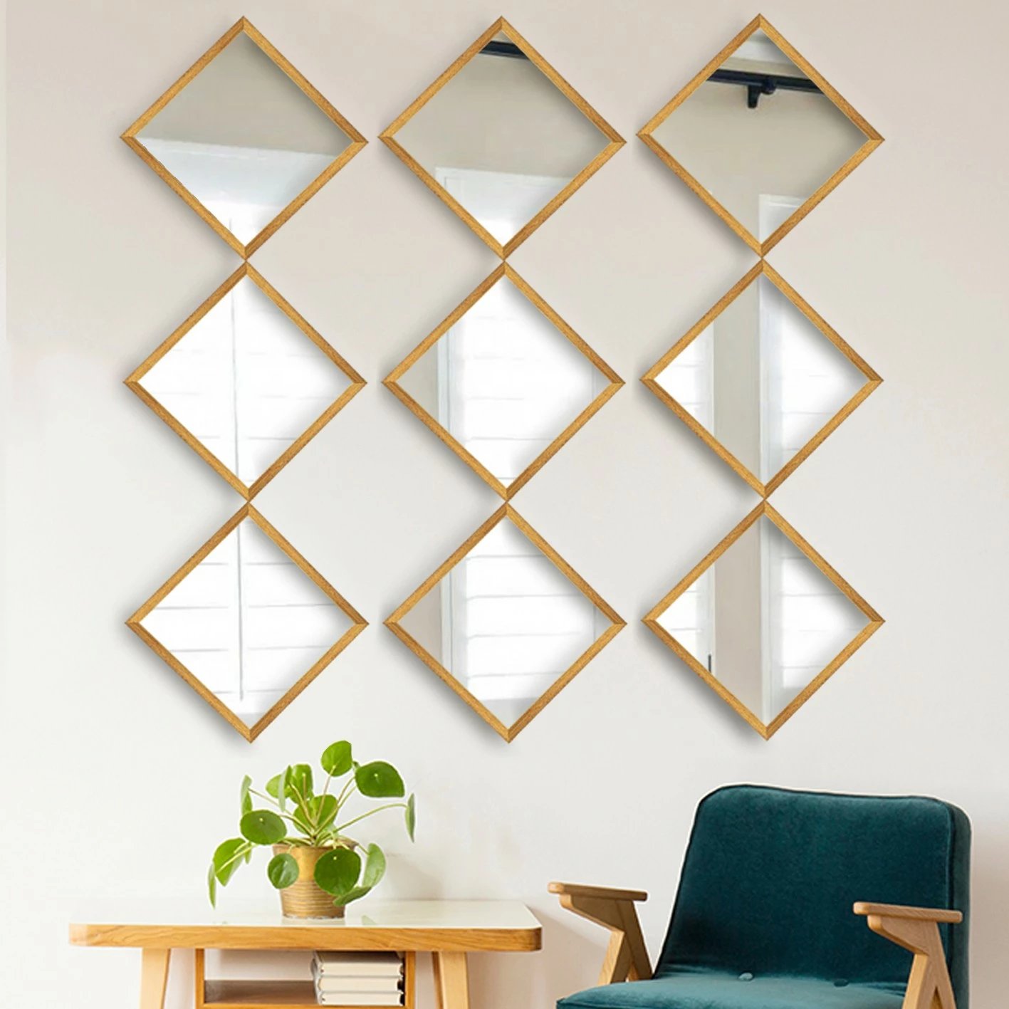 Set pasqyrash (9 copë), Wallity, SETAYNA_032, ngjyrë ari dhe argjendi