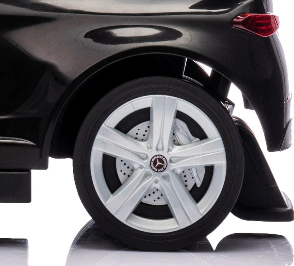 Makinë ride-on me dorezë udhëzuese, Milly Mally, Mercedes C-Class Deluxe, sedilje eko-lëkurë, goma gome, anti-tip, e zezë