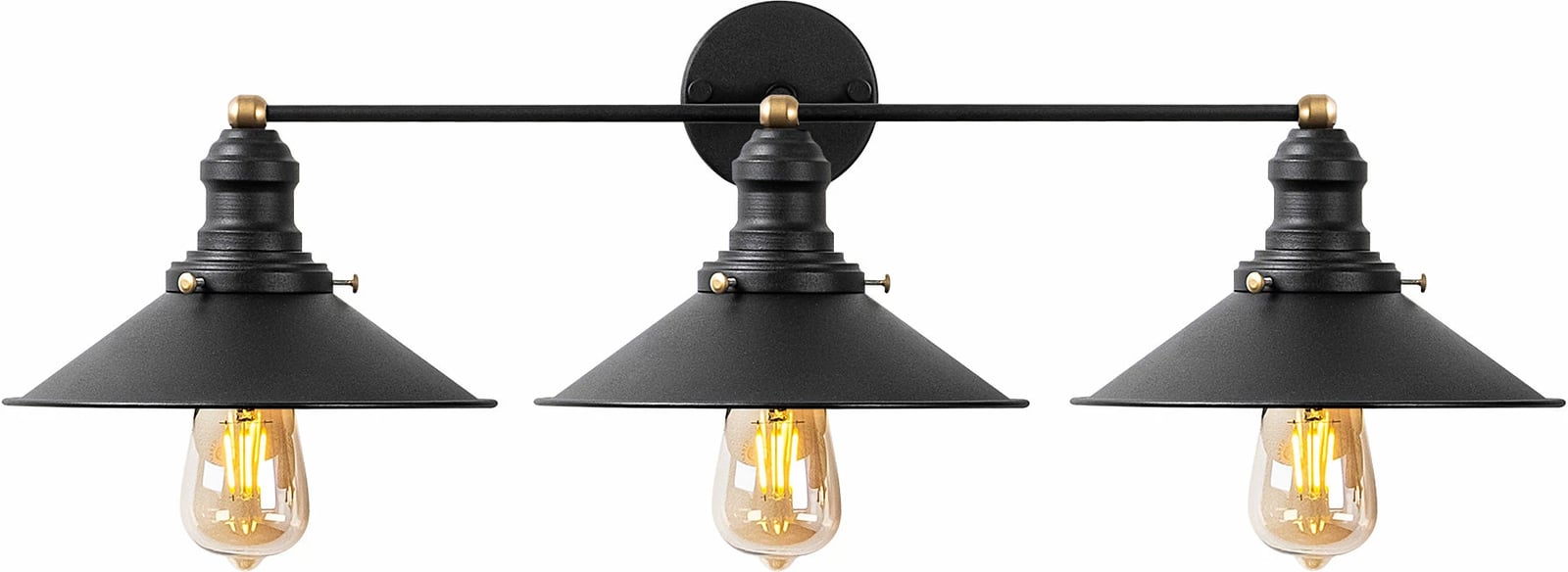 Llambë muri Opviq, konike, ngjyrë e zezë dhe antike, 75x27x20cm