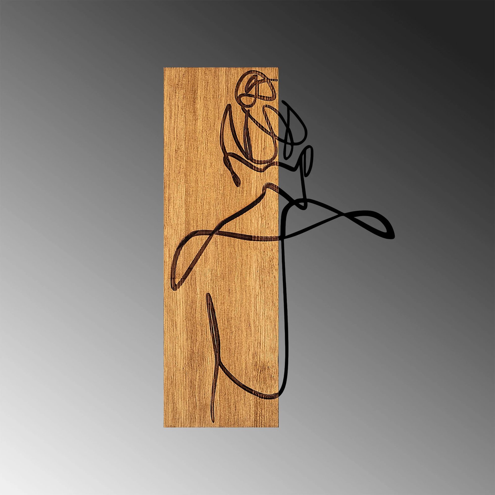 Aksesor dekorativ për mur, dru arre dhe metal, Wallity MA-295