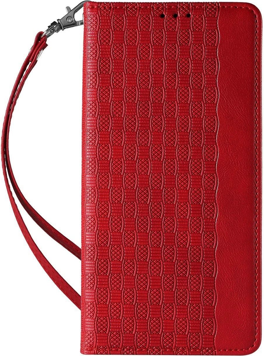Mbështjellës Hurtel Magnet Strap Case për iPhone 14 Pro, me kapak, portofol, rrip dore, e kuqe