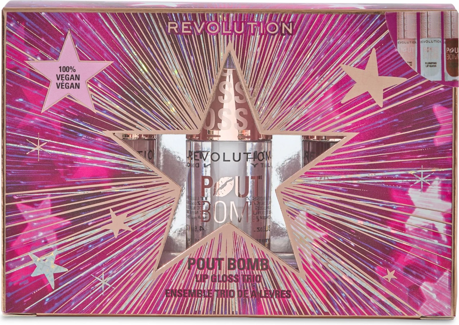 Revolution Pout Bomb Plumping Lip Gloss Trio - Gift Set