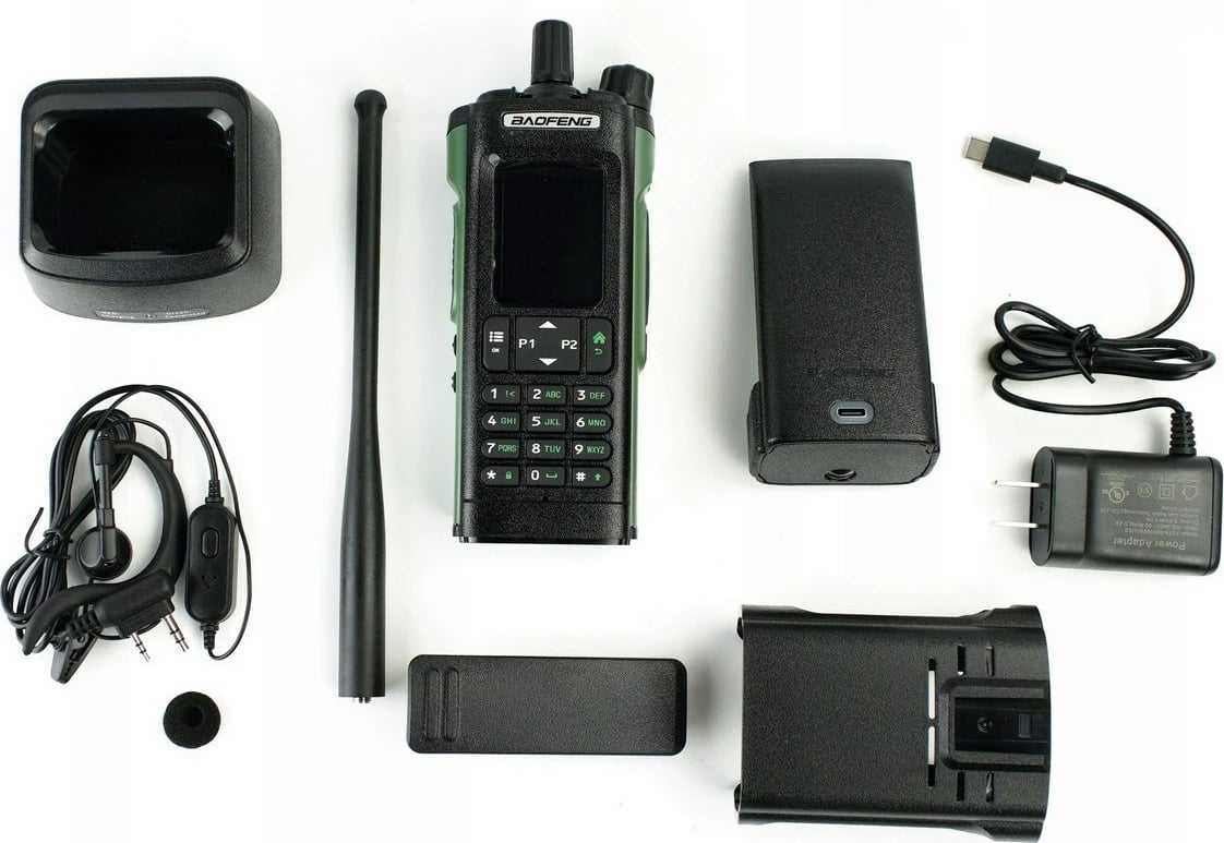 Radio portative BAOFENG DM-32E HTQ, DMR, bandë aviacioni, 2200 mAh, E zezë