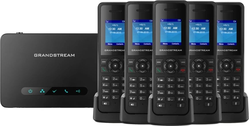 Baza VoIP Grandstream DP750, për 5 kufje DECT, e zezë