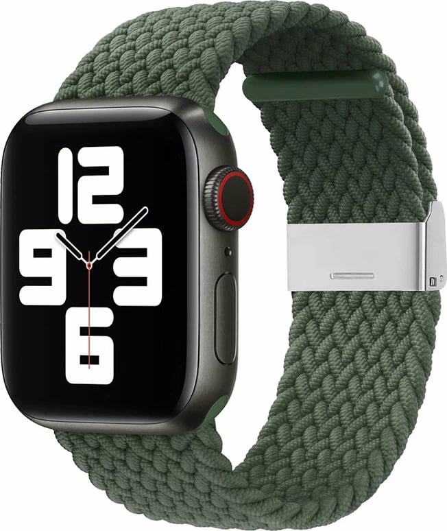 Rrip tekstili i gërshetuar, Hurtel Strap Fabric, për Apple Watch 42/44/45/49 mm, me kapëse të rregullueshme, jeshile