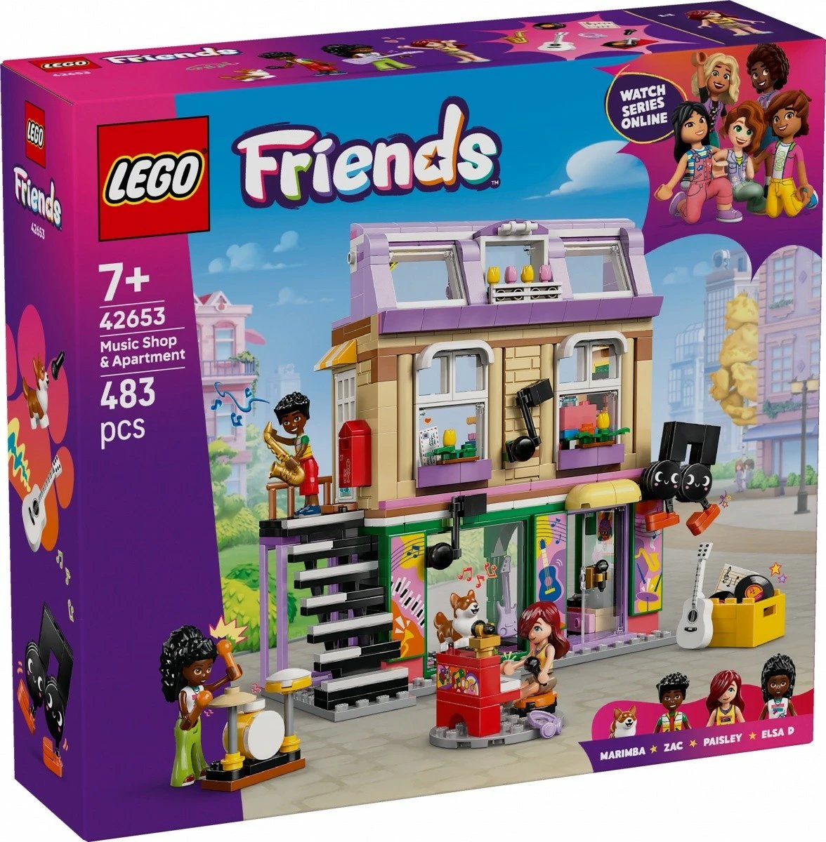 Set LEGO Friends Music Shop & Apartment 42653, 483 pjesë, për fëmijë, shumëngjyrësh