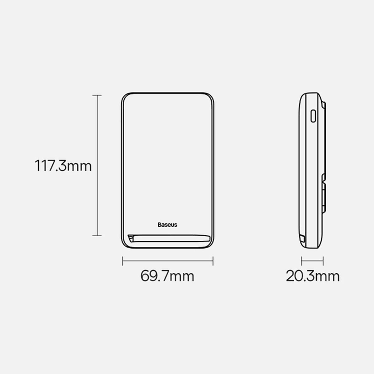 Powerbank Baseus Magnetic Bracket PPCX000203, 10000mAh, MagSafe, 20W, me kabllo USB-C 0.5m, Kaltër e errët