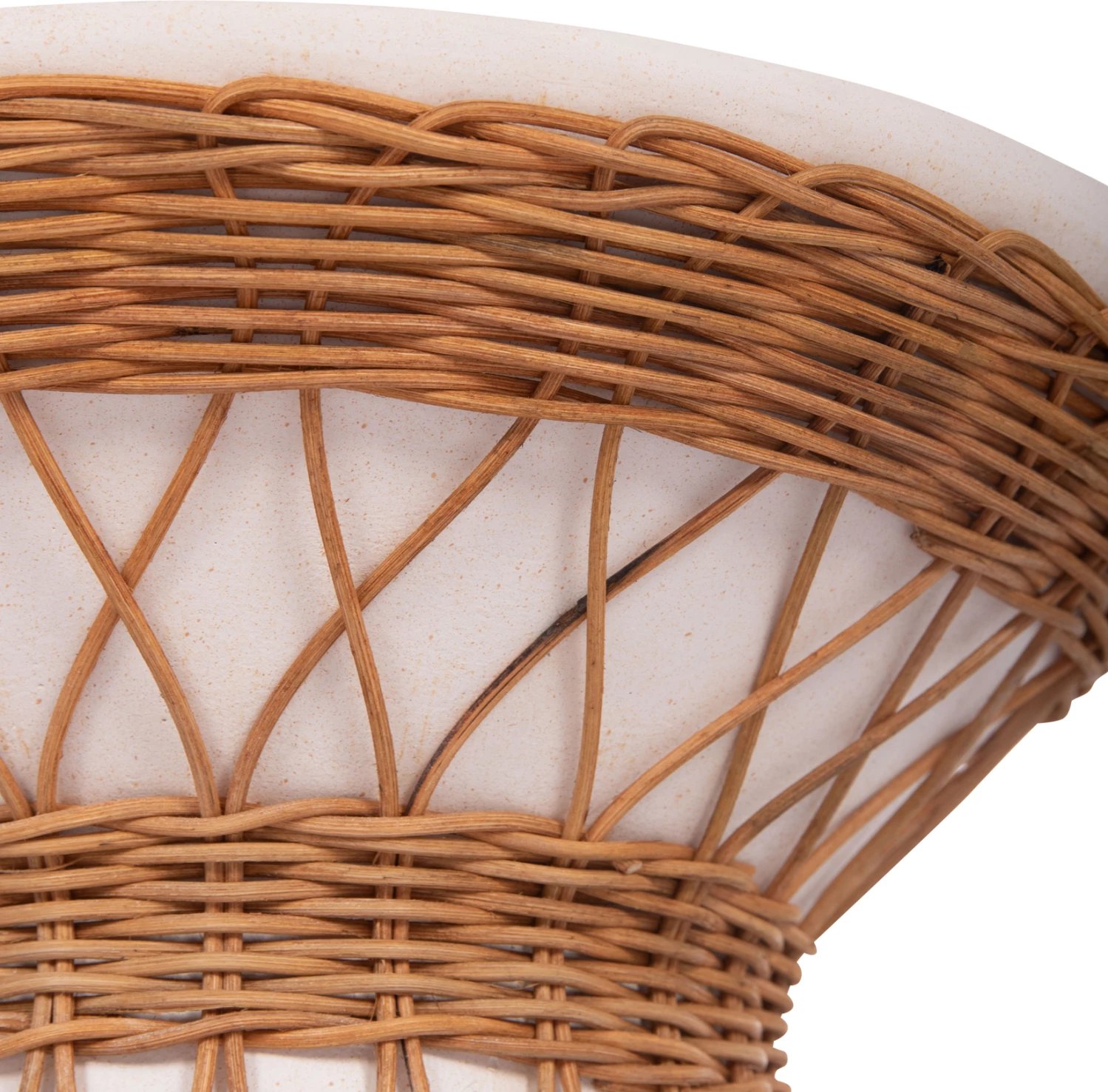 Tavolinë anësore e rrumbullakët Delia, çimento fiber e bardhë & ratan, FH18167.02, 40x45cm