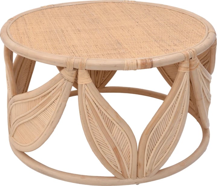 Tavolinë kafeje Siderty, ngjyrë natyrale, rattan, D80x45cm