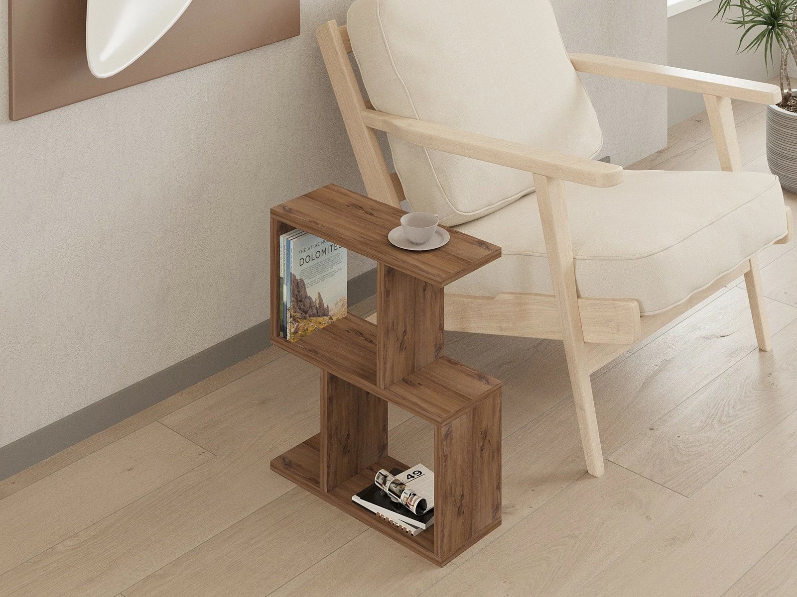 Tavolinë anësore Hanah Home, ngjyrë Atlantic Pine, Zet