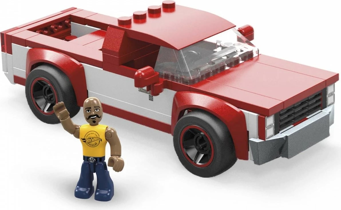 Set ndërtimi Mega Bloks Hot Wheels, Chevy Silverado, 89 pjesë, kuqe/bardhë