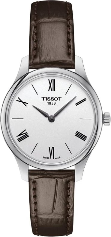 orë dore TISSOT TRADITION 5.5 për femra, kafe