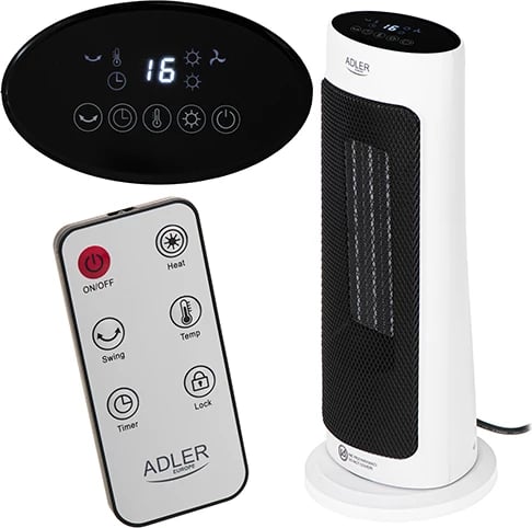 Ngrohës kullë Adler AD 7738, qeramik, 2000W, LED, telekomandë, timer 1-12h, i bardhë