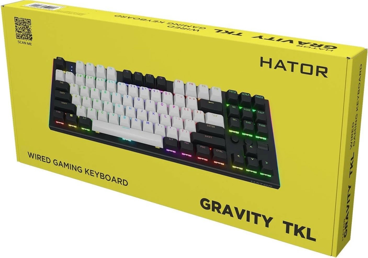 Tastierë mekanike Hator Gravity TKL HTK560, RGB, Hot-Swap, USB-C, e zezë-bardhë