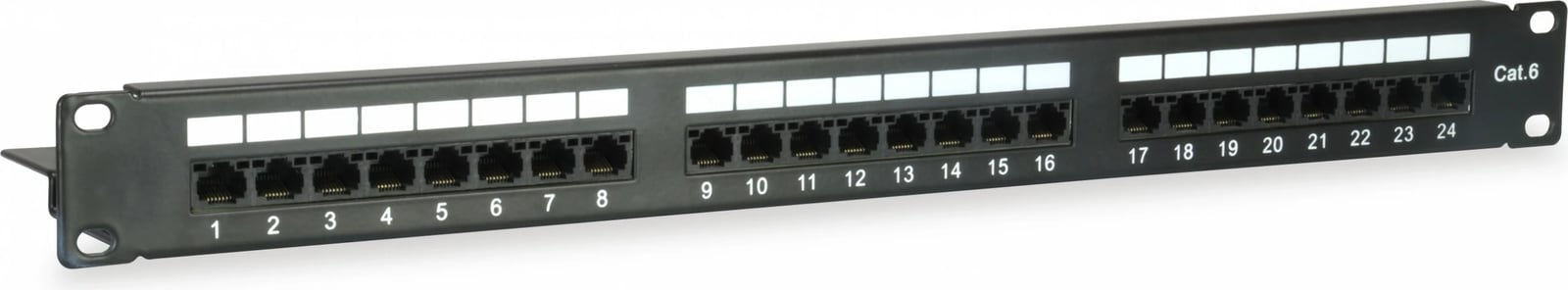 Patch panel EQUIP 135425, 24 porta RJ-45, 1U, rack mounting, e zezë