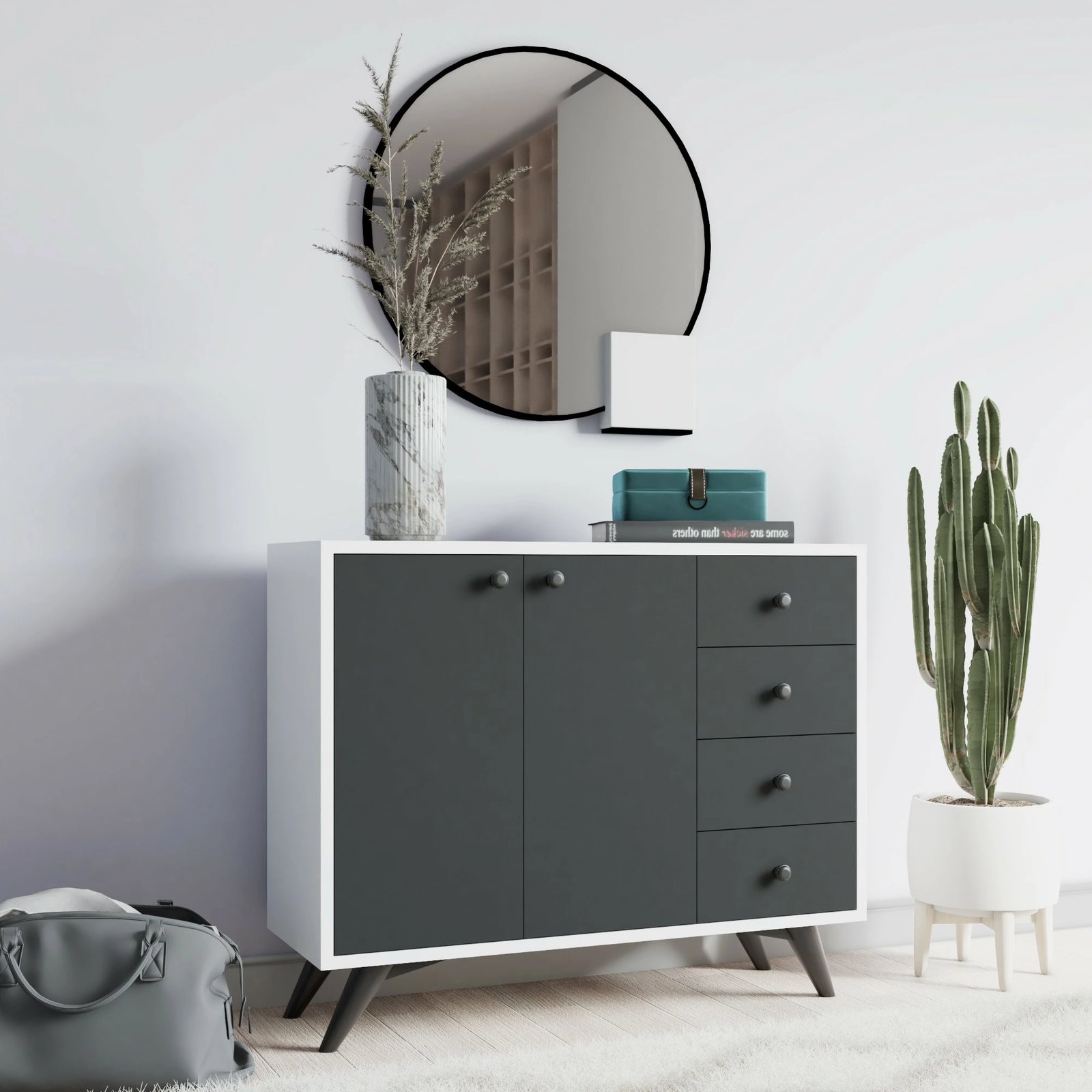 Dollap multifunksional Hanah Home, i bardhë, antracit