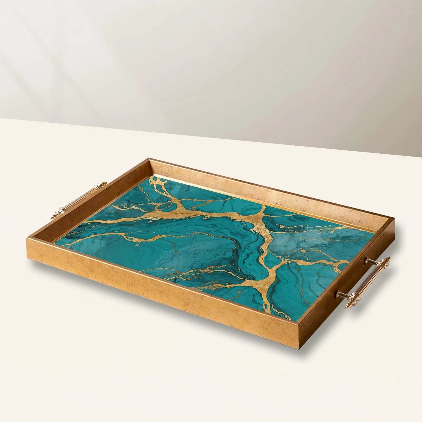 Tabaka dekorative prej qelqi, shumëngjyrëshe, Aberto Design, TPEA10011, 50x29x3.5cm