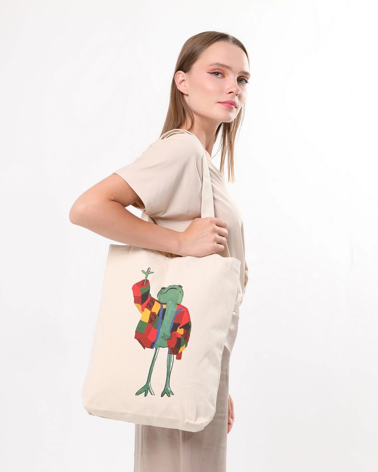 Tote bag Zoozie Bags, krem, 35x40x8cm, model me bretkosë