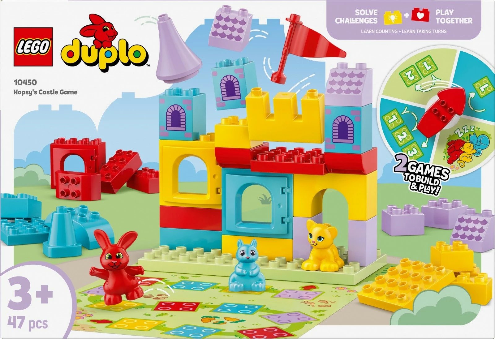 Set lodrash LEGO DUPLO Castle Hopsy Game, 47 pjesë, shumëngjyrëshe