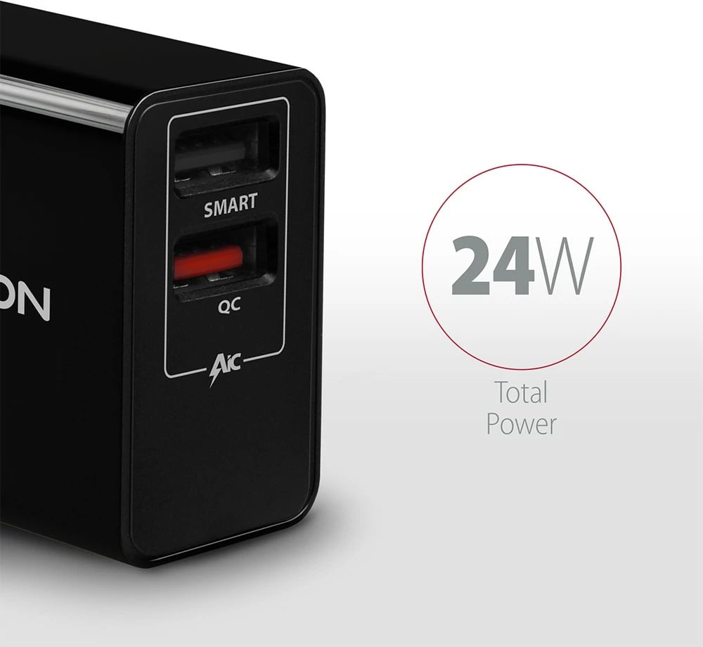 Karikues rrjeti AXAGON ACU-QS24, 24W, 2x USB-A, QC3.0/AFC/FCP, i zi