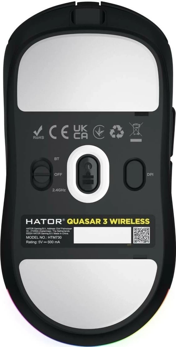 Maus Hator Quasar 3 wireless, RGB, i zi