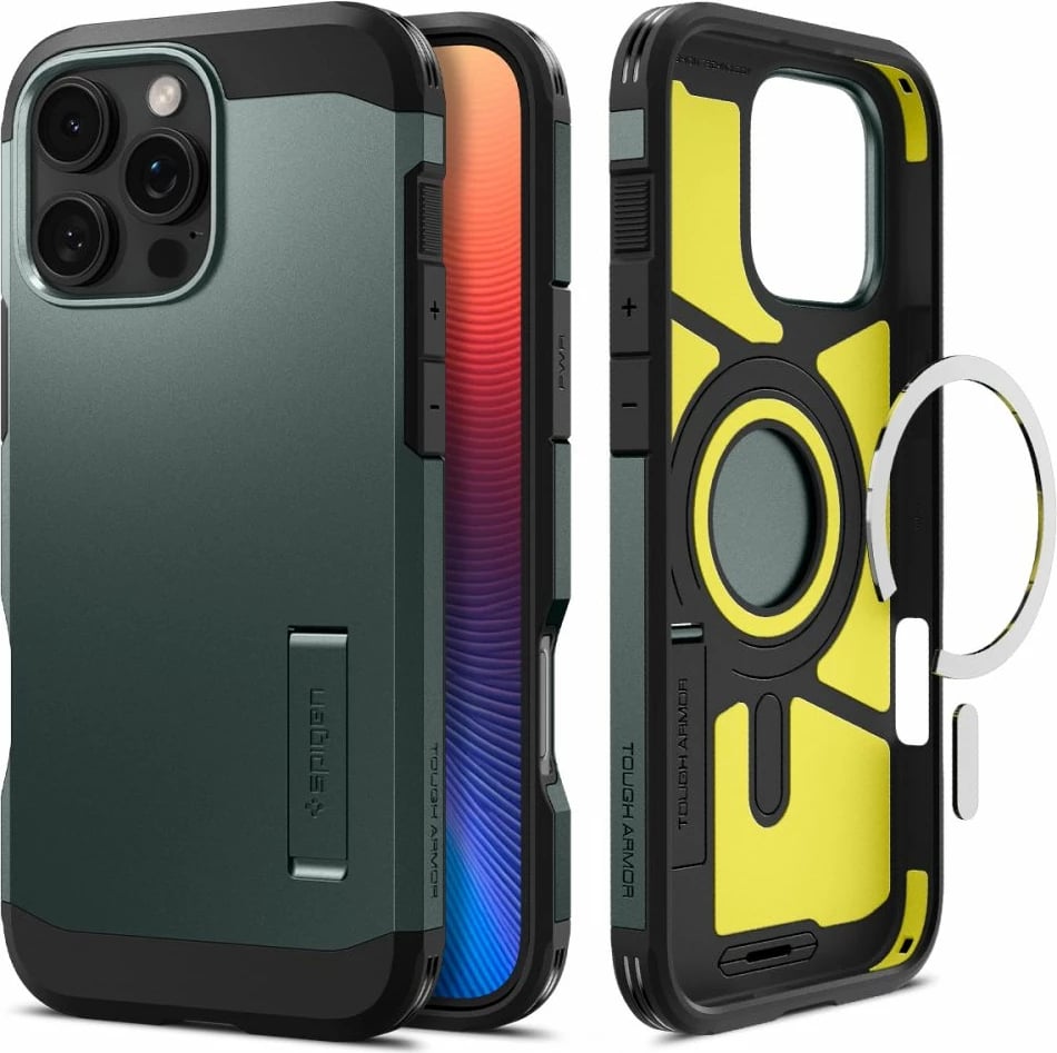 Mbështjellës Spigen Tough Armor Mag për iPhone 16 Pro, MagSafe, e gjelbërt
