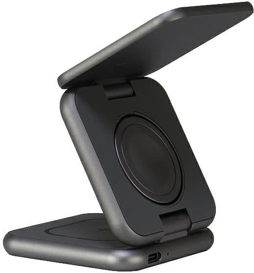 Karikues magnetik 3-në-1 Audi, palosshëm, USB-C, 15W, metalik, gri
