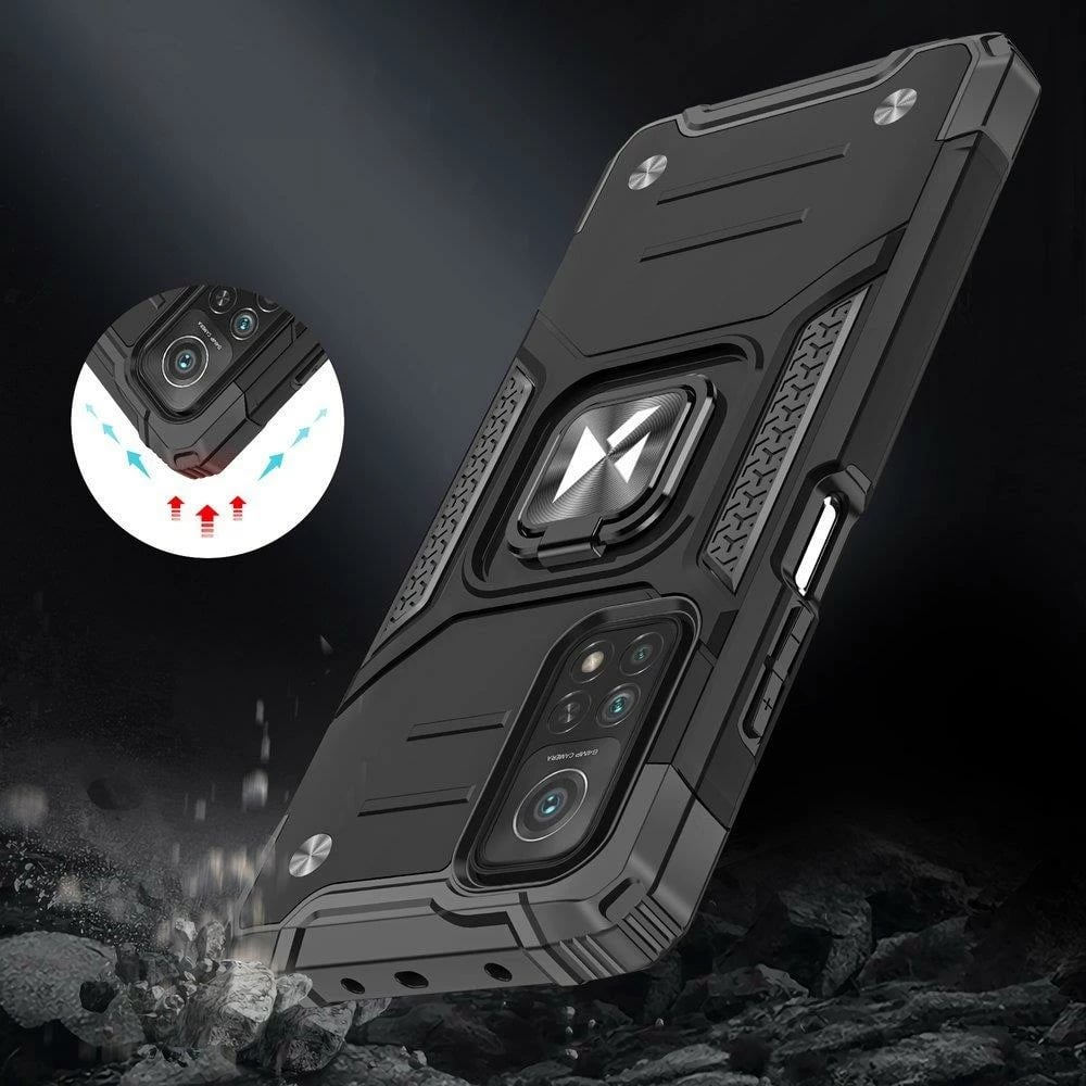 Mbështjellës Wozinsky Ring Armor për Samsung Galaxy A03s, me mbajtëse unaze, i zi
