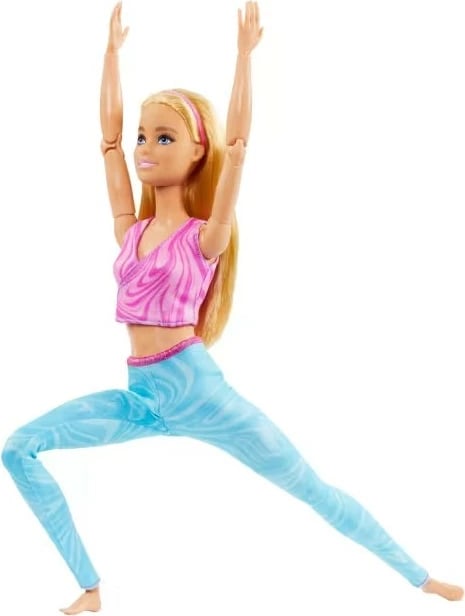 Kukull Barbie Mattel Made to Move HRH27, flokë bionde, veshje sportive rozë dhe blu